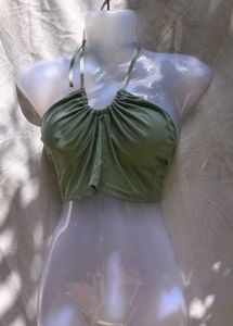 479. Green Halter Crop Top