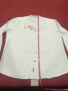 White Band Collar Long Sleeve Shirt