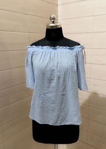 H&amp;M New Blue Off-Shoulder Top
