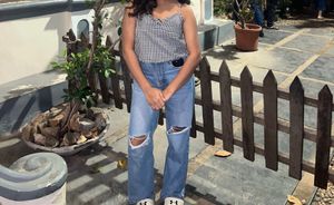 Gingham Tie-Front Crop Top
