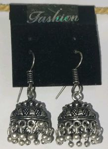 Silver Tone Jhumka Bell Earrings