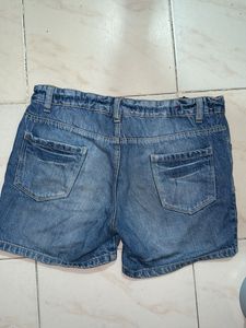 Denim Embroidered Shorts