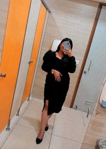 Burgundy Puff Sleeve Bodycon Dress