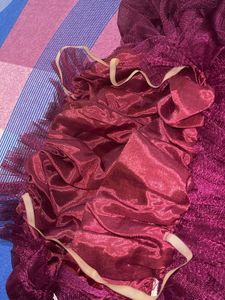 Elegant Maroon Tulle Top