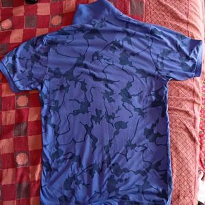 Blue Patterned Polo T-Shirt
