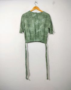 Sage Green Graphic Tie-Back Top