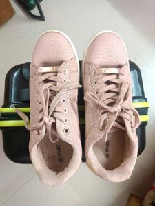 Blush Pink Textured Casual Sneakers