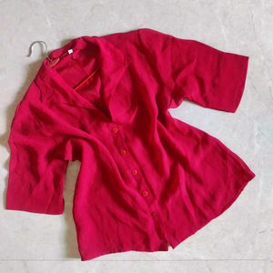 Korean Style Sheer Red Shirt