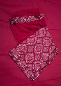Red Bandhani Salwar Kameez Material