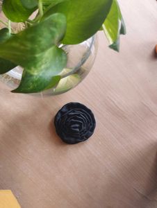 Black Fabric Rose Brooch