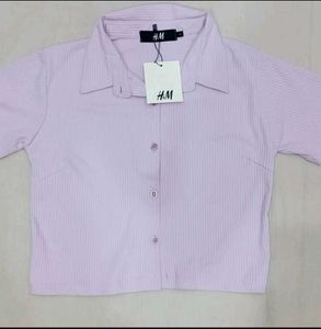 H&M Lilac Ribbed Crop Top