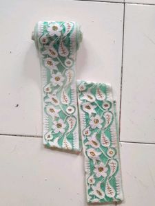 Green & White Floral Lace Trim