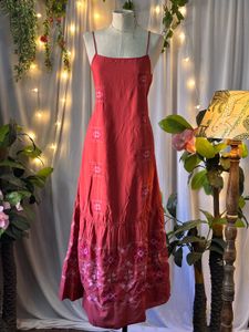 Red Embroidered Maxi Dress