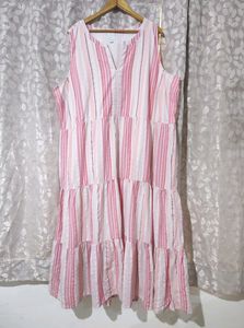 Pink Cotton Sleeveless Dress - 4XL
