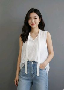 Korean Elegant White Sleeveless Top