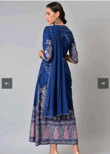 Elegant Blue Floral Ethnic Gown