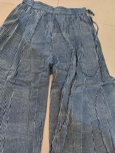 Morpankh Soft Cotton XL Blue Striped Palazzo Pants
