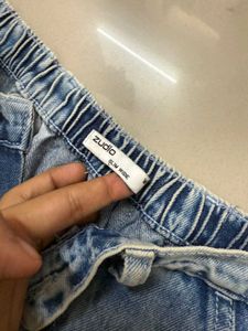 Acid Wash Wide Leg Cargo Jeans