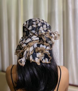 Ruffled Floral Print Scarf