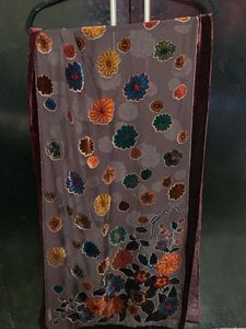 Floral Velvet Trim Scarf