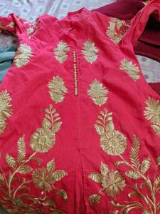 Pink Kurti with Gold Embroidery