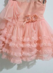 Peach Ruffle Party Dress