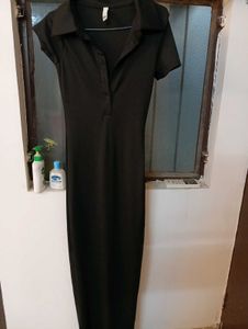 New Me Solid Slit Dress