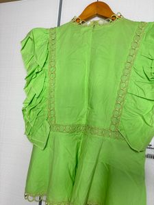Green Ruffle Top