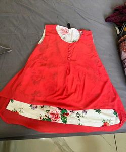 Coral & Floral Sleeveless Top