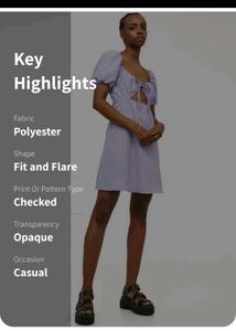 H&amp;M Lavender Gingham Puffed Sleeved Dress