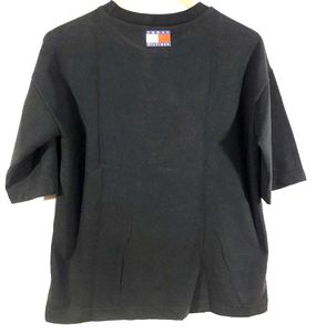 Tommy Black Oversized Crop T- Shirt