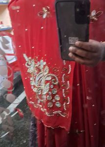 Red Embroidered Saree