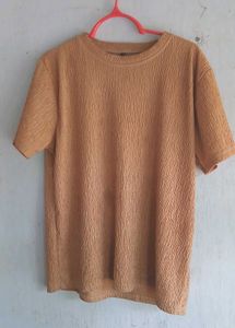 Textured Tan Co Ord Set (PANT AND T - SHIRT )