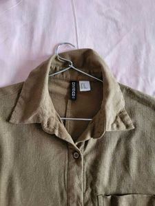H&amp;M Oversized Linen Blend Brown Shirt /XS
