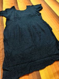 Women Black Cotton Kurta