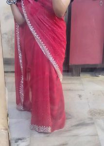 Elegant hot pink Net Saree🥰🩷