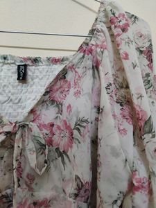 Floral Sheer Tie-Front Top