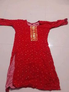 Red Printed Kurta
