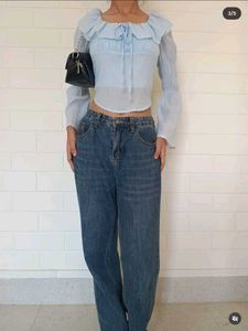 Cute Blue Ruffle Top