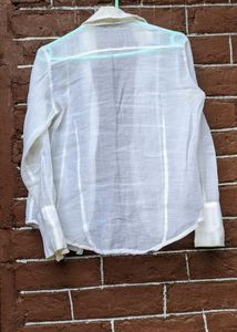 White sheer button-down shirt