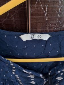 Navy Polka Dot Blouse with Embroidery