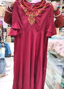 Elegant Maroon Embroidered Dress