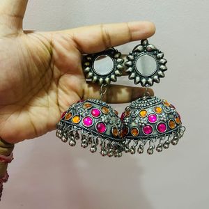 Oxidized Jhumka Earrings
