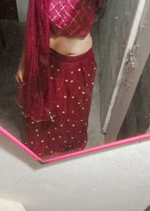 pink and Blue Lehenga Choli Combo Set