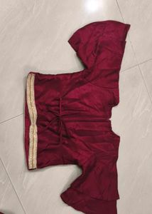 Girls Festive Maroon &amp; Gold Lehenga Set