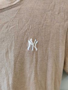 Tan Cropped Tee with NY Logo
