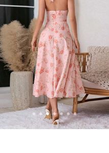 Halter Neck Floral Maxi Dress