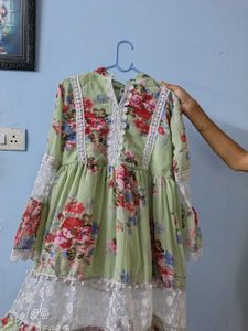 Floral Lace Trimmed Dress