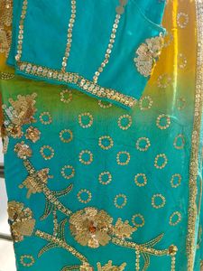 Elegant Yellow Sequin Sari