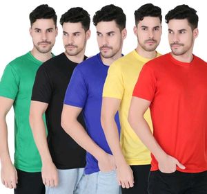 Men Solid Round Neck T shirt  Pack Of 5